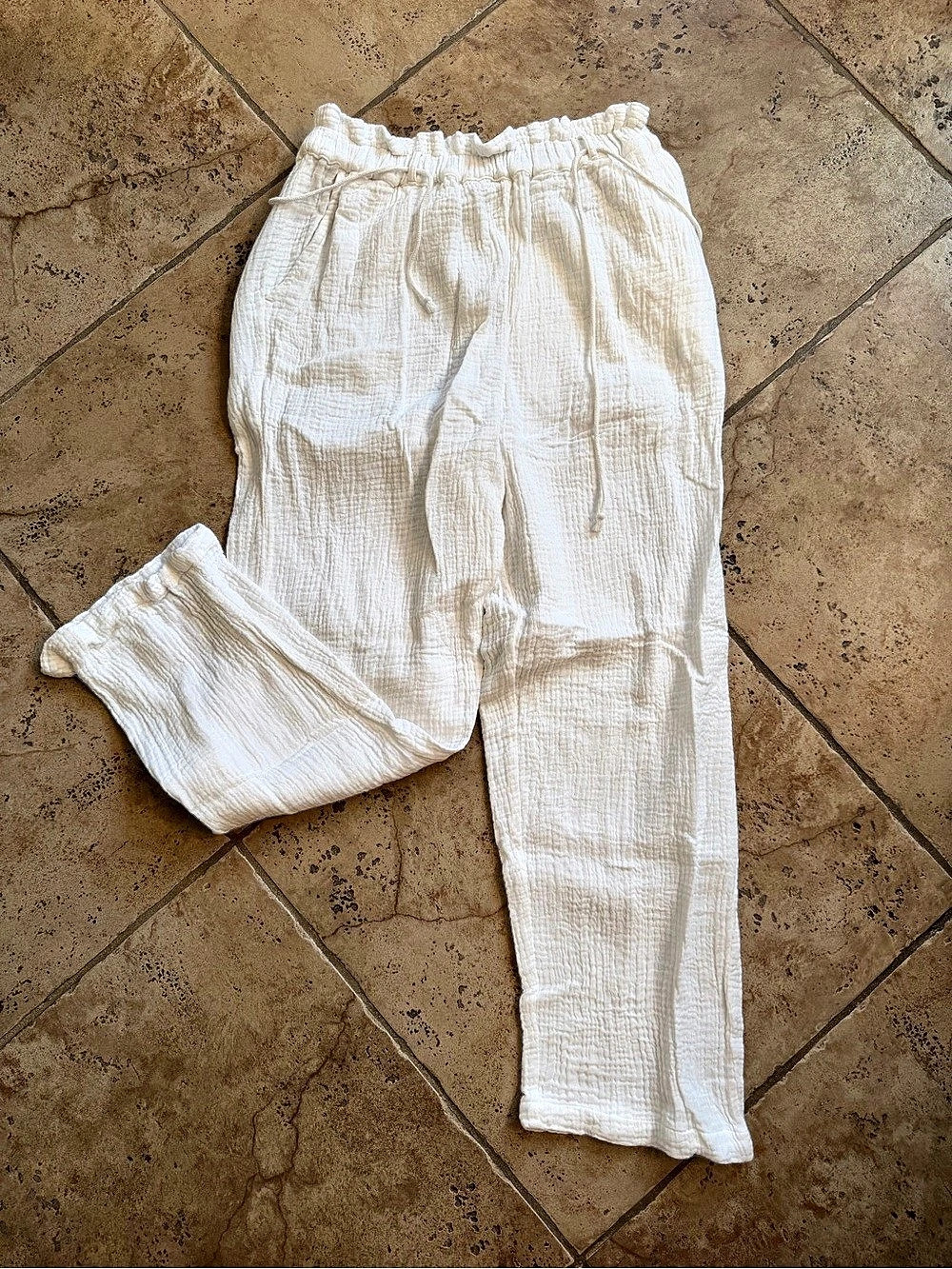 Billabong New Waves Gauze Elastic Waist Pants White large- runs a little small